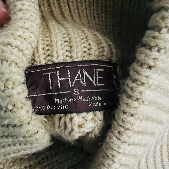 Vintage Thane Cowl Neck Grandpa Sweater Button Long Sleeve Cream - S RESHOOT TAG - Picture 5 of 5